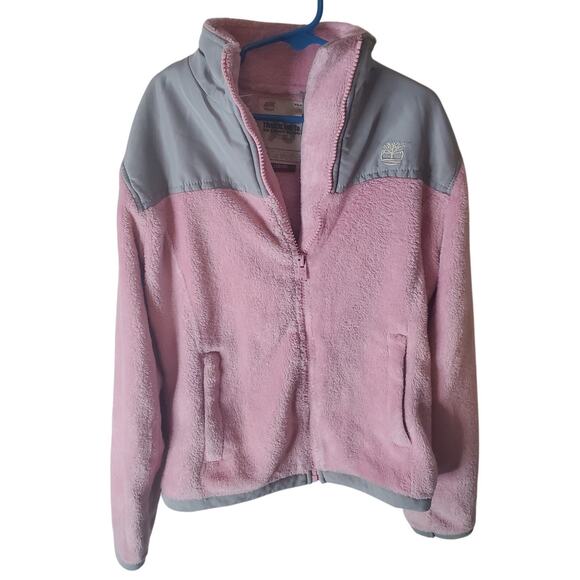 Timberland Girls Full Zip Pink Fleece Jacket, Large 8/10 - Picture 1 of 6